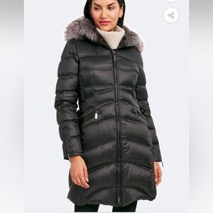 Dawn Levy Cloe Parka Jacket in Brown with real fur hood